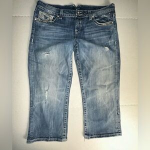 VIGOSS women’s Capri Jeans Embellished flap New York Plus size‎ 15/16 L21